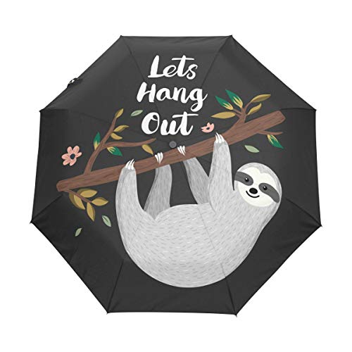 Jeansame Faultier-Regenschirm mit niedlichem Tier, zusammenklappbar, kompakt, automatischer Regenschirm für Damen, Herren, Kinder, Jungen, Mädchen von Jeansame