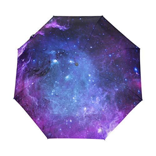 Jeansame Stars Galaxy Universe Space Nebula Faltbarer kompakter Regenschirm Automatischer Sonnenschirm für Damen Herren Jungen Mädchen von Jeansame