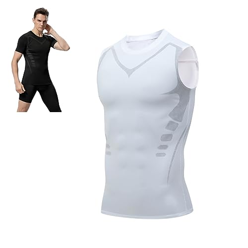 2023 New Version Ionic Shaping Vest, Energxcel™ Ionic Shaping Vest, Comfortable and Breathable Ice-Silk Fabric (White,L) von Jeeeun