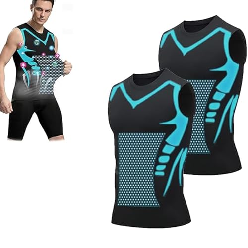 Gfouk Menionic Tourmaline Posture Corrector Vest, Menionic Tourmaline Posture Corrector Vest, Compression Vest, Mens Body Shaper (black-2pcs,Small) von Jeeeun