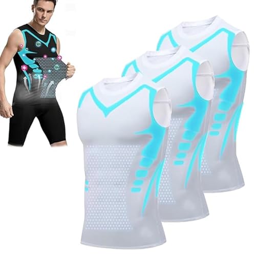 Gfouk Menionic Tourmaline Posture Corrector Vest, Menionic Tourmaline Posture Corrector Vest, Compression Vest, Mens Body Shaper (white-3pcs,Medium) von Jeeeun