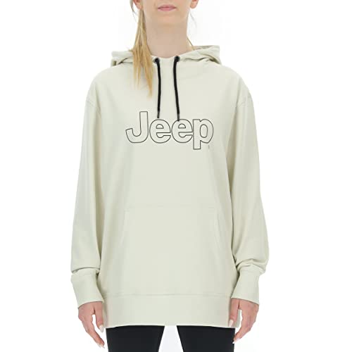 JEEP O102256-W499 J Damen Oversize Kapuzensweatshirt Logo Outline Druck J21W Birch White/Black XL von Jeep