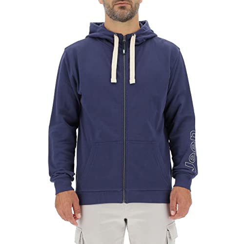 JEEP O102571-K876 J Man Hooded Sweatshirt Full Zip Sleeve Embroidery J22W Deep Blue/Light Gray M von Jeep