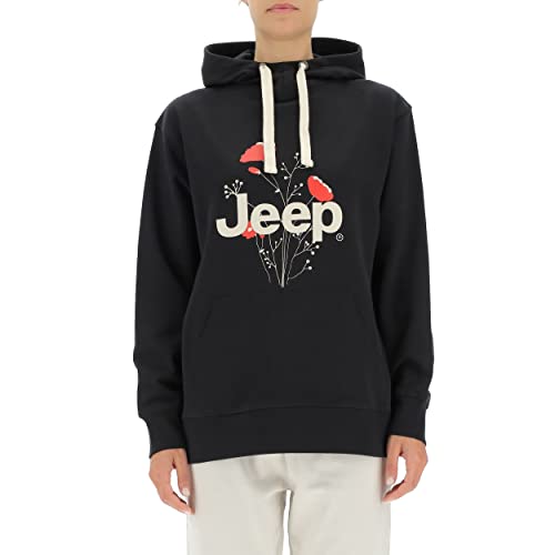 JEEP O102606-B000 J Woman Hooded Oversize Sweatshirt Botanical Print J22W Black L von Jeep
