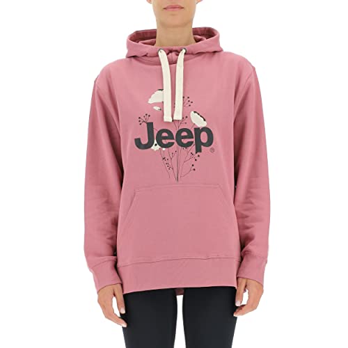 JEEP O102606-P490 J Woman Hooded Oversize Sweatshirt Botanical Print J22W Dusty Rose S von Jeep