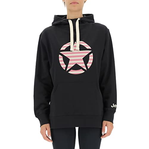 JEEP O102608-B000 J Woman Hooded Oversize Sweatshirt Star Striped Print J22W Black S von Jeep