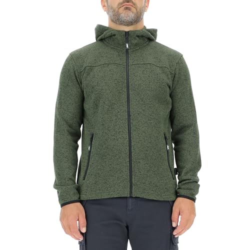 JEEP O102880-E028 J HERREN TRIKOT-FLEECE JACKE MIT KAPUZE und Reißverschlusstaschen Etikett J23W Green Melange L von Jeep