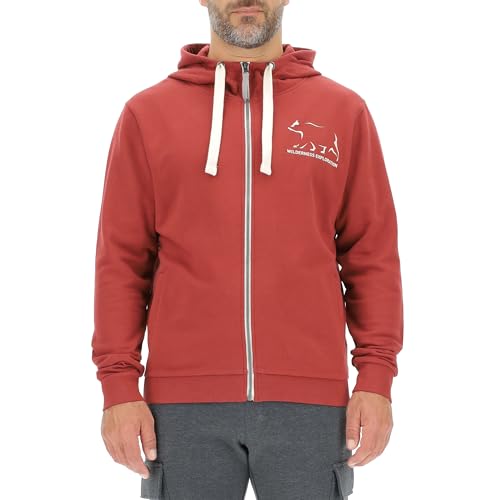 JEEP O102891-R077 J Herren Kapuzen-Sweatjacke - Wilderness Exploration - Bär Aufdruck J23W Bordeaux L von Jeep