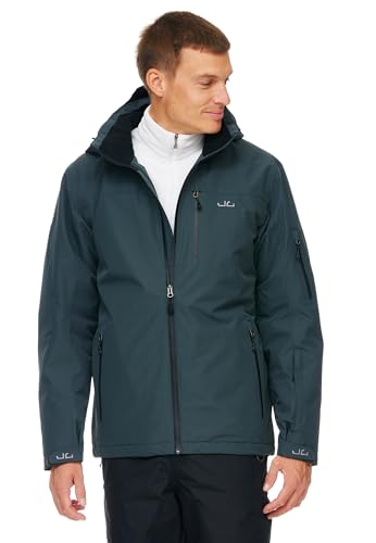 Jeff Green Herren Atmungsaktive wasserdichte Winter Ski Snowboard Jacke Bergen 12.000mm Wassersäule und Abnehmbare Kapuze, Größe:XXL, Farbe:Woodland Grey von Jeff Green