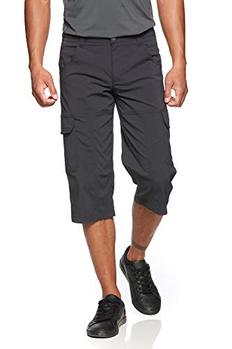 Jeff Green Herren Elastische Schnell Trocknende Leichte Dreiviertel Cargo Outdoor Funktions Hose Tornado, Größe:M, Farbe:Black Beauty von Jeff Green