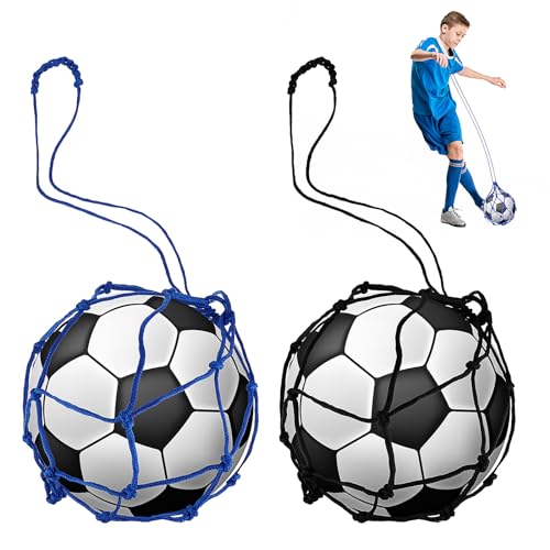 Jeffdad 2 Stück Fußball Kick Trainer Fußballnetz, Kicker Ballnetz Net Tasche Solo Soccer Kick Praxis Trainingshilfe Fußball Rückkehr Trainer Netz für Kinder Jugendliche Erwachsene Kickübungen von Jeffdad