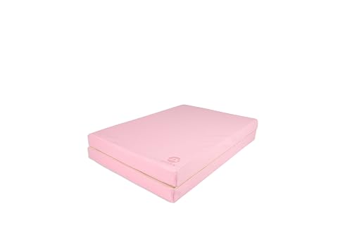 Jeflex – Pink beige klappbare Weichbodenmatte & Turnmatte 1 Mal klappbar - 200 x 70 x 8 cm - MADE IN GERMANY/Gymnastikmatte tragbar/platzsparende Fitnessmatte & Spielmatte für Kinderzimmer von Jeflex