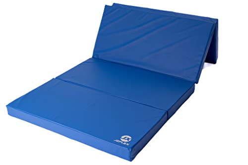 Jeflex - blaue klappbare Weichbodenmatte & Turnmatte 200 x 100 x 8 cm MADE IN GERMANY/faltbare Gymnastikmatte/platzsparende Fitnessmatte & faltbare Yogamatte/dicke Sportmatte für Kinderzimmer von Jeflex