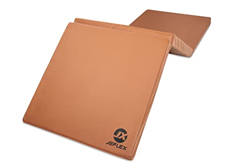 Jeflex - braune klappbare Weichbodenmatte & Turnmatte 180 x 60 x 6 cm MADE IN GERMANY/faltbare Gymnastikmatte/platzsparende Fitnessmatte & faltbare Yogamatte/dicke Sportmatte für Kinderzimmer von Jeflex