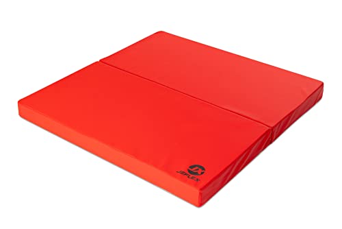 Jeflex - rote klappbare Weichbodenmatte & Turnmatte 100 x 100 x 8 cm MADE IN GERMANY/faltbare Gymnastikmatte/platzsparende Fitnessmatte & faltbare Yogamatte/dicke Sportmatte für Kinderzimmer von Jeflex