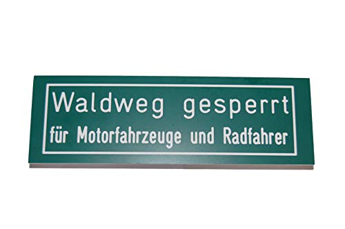 Jehn Hinweisschild Waldweg gesperrt für Motorfahrzeuge und Radfahrer, grün/weiß, 15cm von Jehn