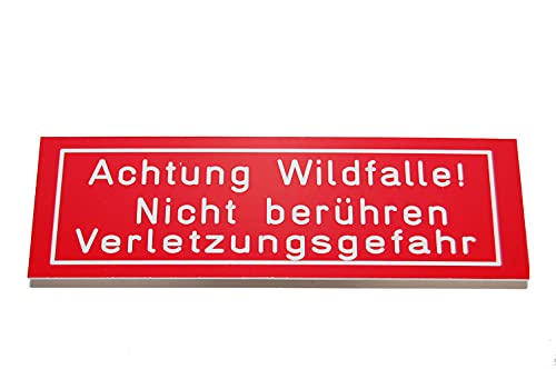 Jehn Unisex – Erwachsene Achtung Wildfalle Hinweisschild, rot-Weiss, 15 cm von Jehn