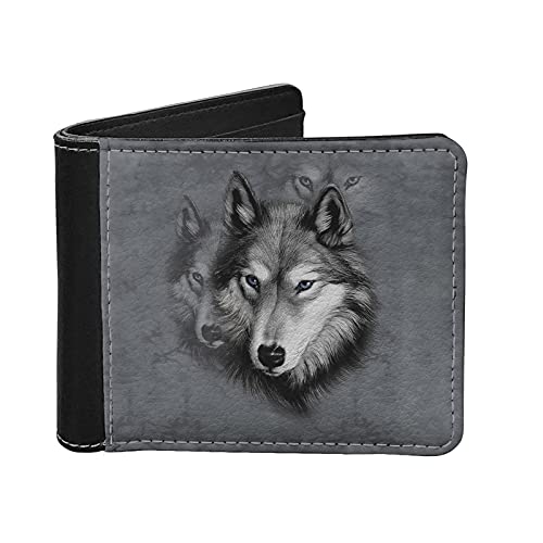 Jeiento Herren-Geldbörse, Kartenhalter, Geldbörse für Herren, PU-Leder, 9,4 x 11,4 cm, Geschenk für Vater oder Freund, Wölfe, L, Klassisch von Jeiento