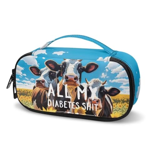 Jeiento Isolierte Tasche für Insulinstifte, gelbe Sonnenblumenkuh, Diabetes, Reisetasche, Diabetiker-Kits, Aufbewahrungstasche, tragbare Kühltasche für Diabetiker von Jeiento