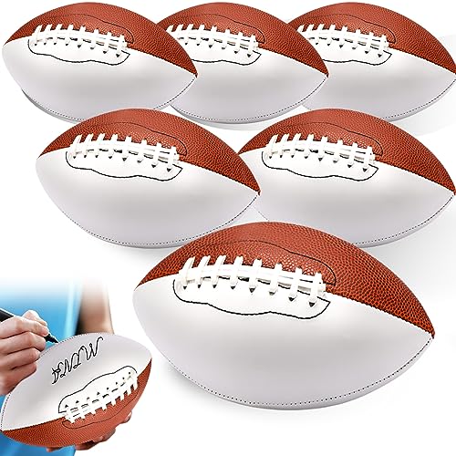 Jenaai Mini-Fußball, 21,6 cm, 3 Größen, Autogramm, American Football mit 2 braunen und 2 weißen Paneelen, personalisierbar, 6 Stück von Jenaai