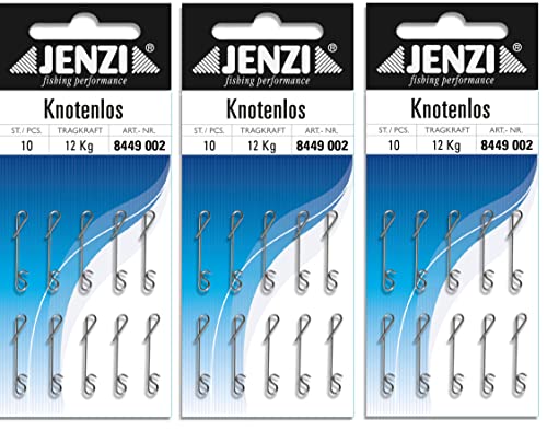 30 Stück Jenzi Knotenlos Schnurverbinder fein 12kg (3 Packungen á 10 Stück) von Jenzi + gratis Petri Heil! Aufkleber von blntackle76