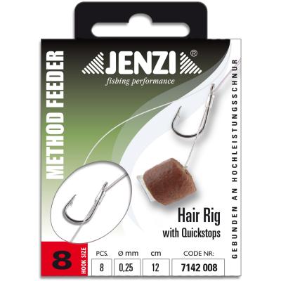 Method Feeder Hair Rig mit Quickstop, Länge 12,0 cm Ø 0,25mm # 8 von JENZI