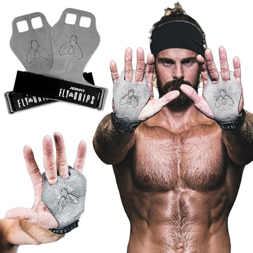 JerkFit Fly Grips, Hand Grips for Cross Training, Soft Vegan Lightweight Weight Lifting Gloves with Grip for Pull Ups, Powerlifting, Gymnastics, and WOD, Prevent Rips and Blisters (Large) von JerkFit