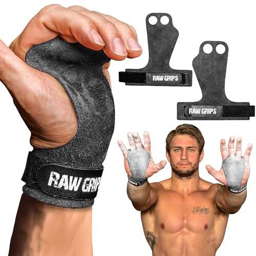 JerkFit Raw Grips, 2 Finger Leder Gymnastics Grips mit vollständiger Palm Schutz (XL) von JerkFit