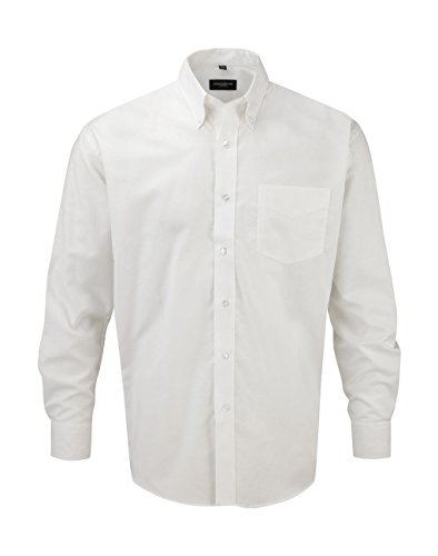 Russell Collection! Pflegeleichtes Langarm Oxford Hemd auch in Übergrößen L,White von Jerzees
