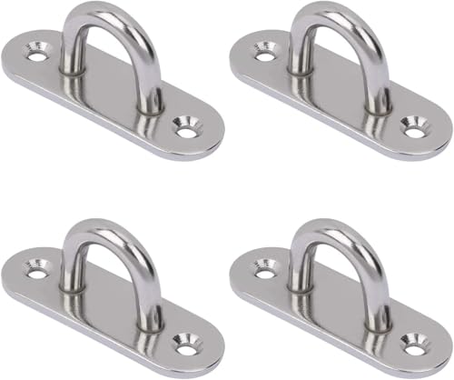 Jesustree 4 Stück Edelstahl Augplatte 6mm Metall Decksplatte Decken Wand Befestigungshaken mit Öse für Schwebesessel Hängematte Sonnensegel Blumentöpfen, Silver von Jesustree