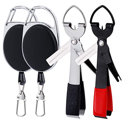 Jesustree Angelschnur Nipper, 4 in 1 Fly Angeln Knot Tying Tool, Multifunktional Fishing Line Clippers mit Zinger Retractor Combo Fischen Knoten Binden Werkzeug von Jesustree