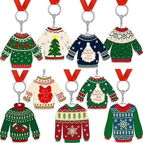 Jetec 9 Stück hässliche Pullover Medaillen Award Weihnachten Party Kostüm Wettbewerb Auszeichnungen Medaillen Winter Pullover Medaillen 1. 2. 3. Preis Ugly Sweater Award Medaillen mit Band für von Jetec