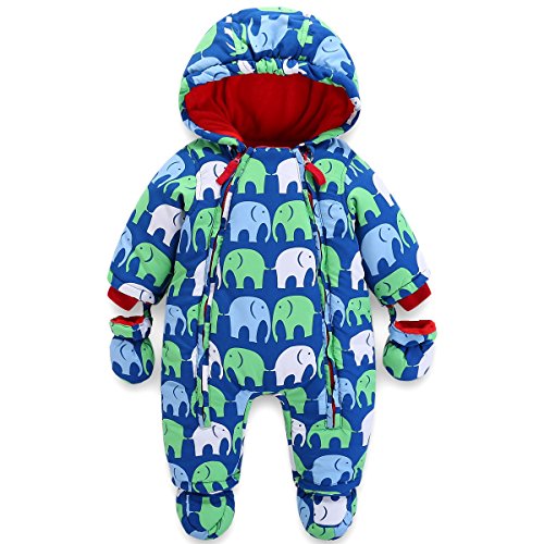 Baby Winter Overall Mit Kapuze Jungen Schneeanzüge mit Handschuhen und Füßlinge Warm Kleidungsset 3-6 Monate von JiAmy