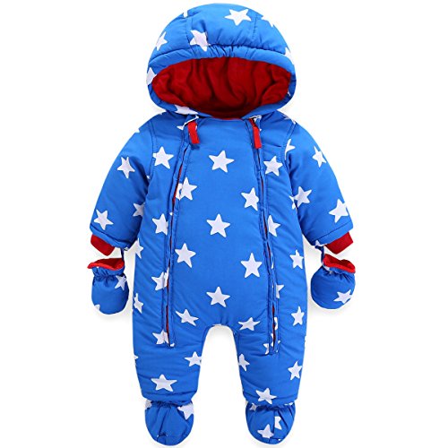 Baby Winter Overall Mit Kapuze Jungen Schneeanzüge mit Handschuhen und Füßlinge Warm Kleidungsset 6-9 Monate von JiAmy