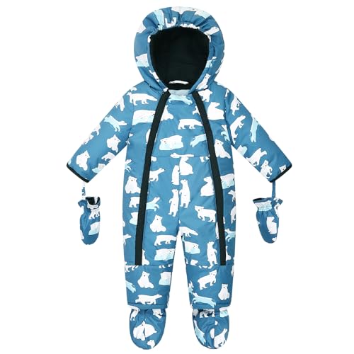 Baby Winter Overall Mit Kapuze Jungen Schneeanzüge mit Handschuhen und Füßlinge Warm Kleidungsset für Outdoor 18-24 Monate von JiAmy