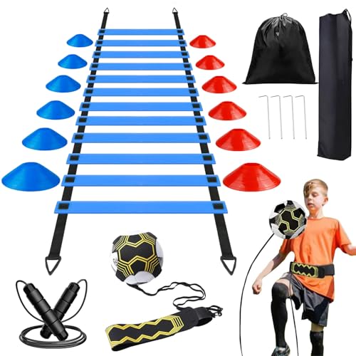 Jiahuade Fussball Trainingszubehör Koordinationsleiter,Fussball Trainingsset,Koordinationsleitern mit 12 Hütchen,Fußballtrainer und Springseil,Zubehör Fußballtraining,Fussball Geschenke Jungen Jiahuade Fussball Trainingszubehör Koordinationsleiter,Fussball Trainingsset,Koordinationsleitern mit 12 Hütchen,Fußballtrainer und Springseil,Zubehör Fußballtraining,Fussball Geschenke Jungen von Jiahuade