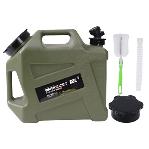 Jiimhte 12L Camping Wasserkanister, Wasserbehälter mit Wasserhahn, Tragbarer PE Trinkwasserkanister mit Griffe, Deckel und Reinigungsbürste, Wasserspender für Outdoor, Camping, Van, Wohnmobil von Jiimhte
