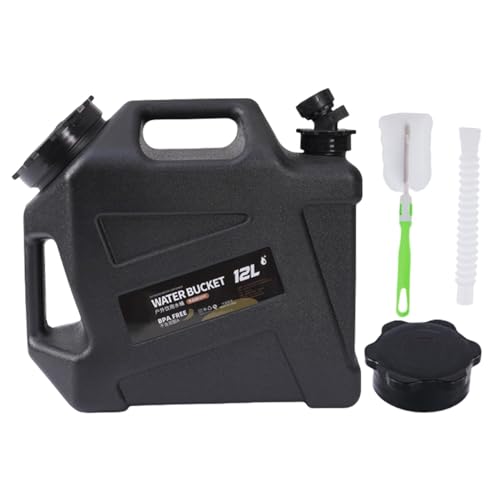 Jiimhte 12L Camping Wasserkanister, Wasserbehälter mit Wasserhahn, Tragbarer PE Trinkwasserkanister mit Griffe, Deckel und Reinigungsbürste, Wasserspender für Outdoor, Camping, Van, Wohnmobil von Jiimhte