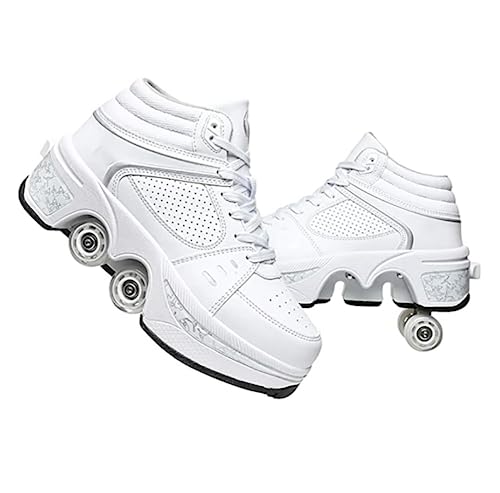 Roller Schuhe, Schuhe mit Rollen rollerskates mädchen Männer, Skateboard Schuhe Bequem Und Atmungsaktiv Quad Skates Verstellbare Rollschuhe Verstecktes Rad Sneaker mit Rollen von JinFugron