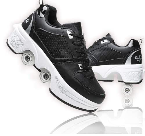 Roller Schuhe, Schuhe mit Rollen rollerskates mädchen Männer, Skateboard Schuhe Bequem Und Atmungsaktiv Quad Skates Verstellbare Rollschuhe Verstecktes Rad Sneaker mit Rollen von JinFugron