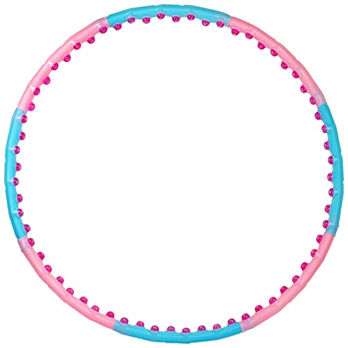 Jinpoli Wide Hula Hoop Reifen mit Massagenoppen | Workout Bauchtrainer Durchmesser 110 cm | Gewicht 1,25kg | 8 Segmente | Blau/Pink von Jinpoli