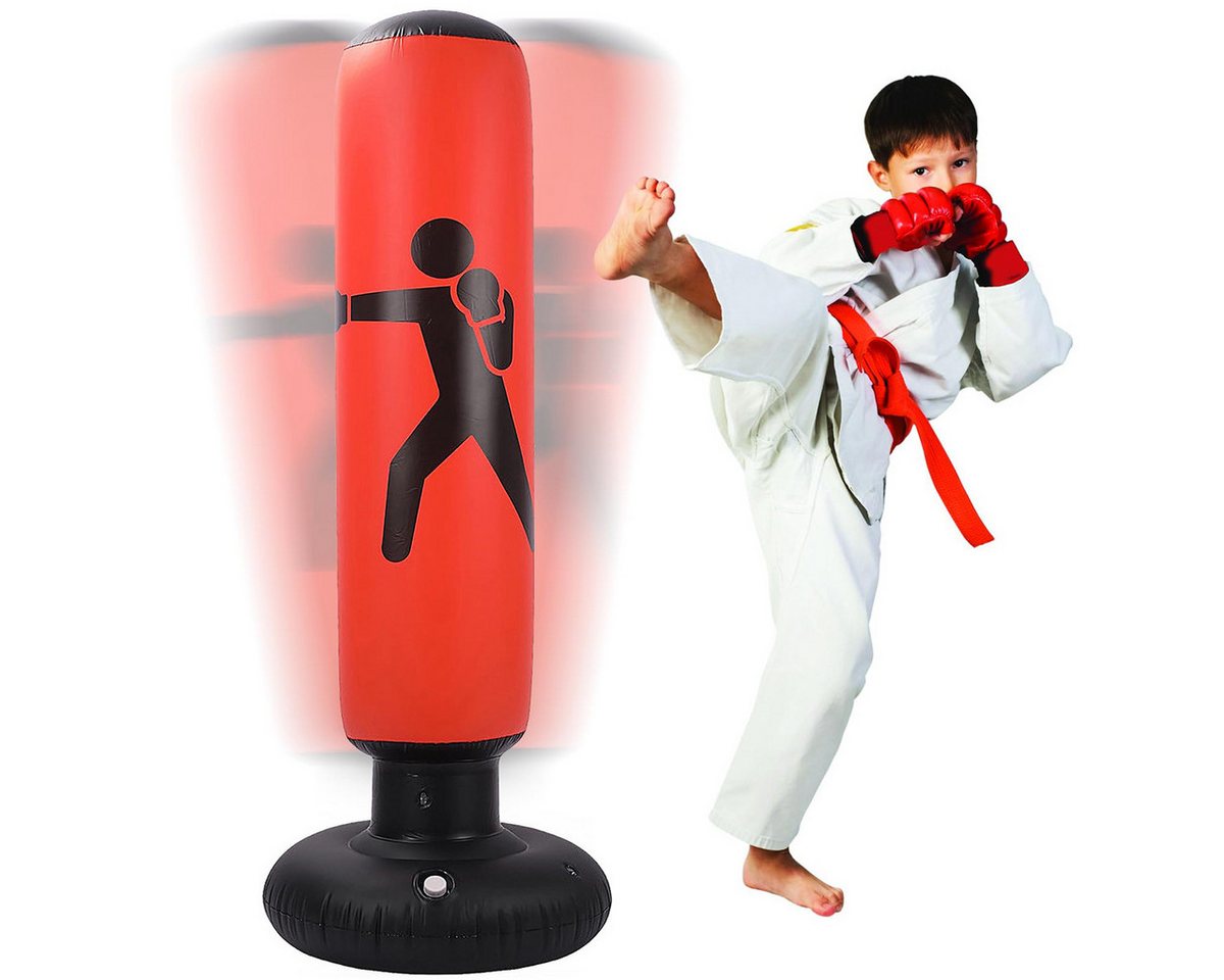 Jioson Boxsack Sports Aufblasbarer Boxsack,verstaubar 160cm Standboxsack Rot (Es kann zusammengeklappt werden, wenn es nicht in Gebrauch ist., 1-tlg), Kann für die Ausbildung in jedem Ort wie Garten, Haus, Büro von Jioson