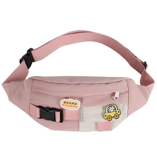 Niedliche Cartoon-Hüfttasche für Mädchen, kleine Umhängetasche, Brusttasche mit verstellbarem Riemen, schöne Gürteltasche für Reisen, rose, Modern von Jiqoe