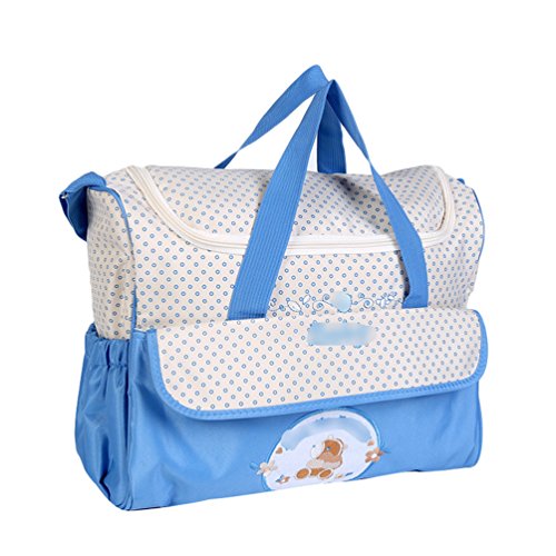 Jitong Lässige Windeltasche Pflegetasche für Baby Gestickte Mutter Handtasche Umhängetasche Wickeltasche (Blau, 38 * 18 * 30cm) von Jitong