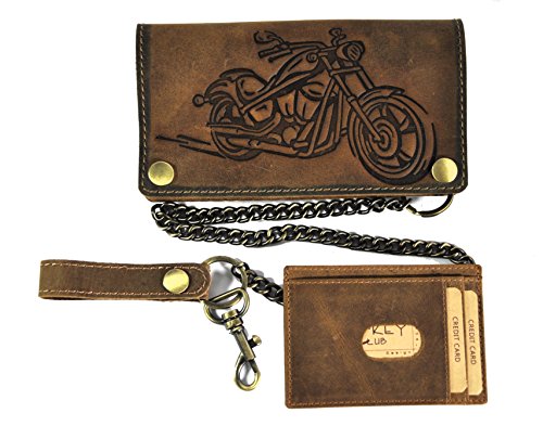 Biker Geldbörse mit Kette und herausnehmbaren Kreditkartenetui echt Leder Portemonnaie Motorrad mit RFID Schutz von Jockey Club