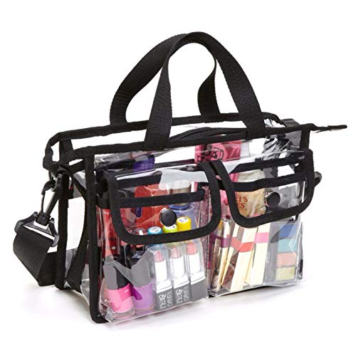 Transparente Tasche, EVA-Kosmetik-Aufbewahrungstasche, tragbare Reise-Make-up-Tasche für Frauen und Mädchen, wasserdichte Kulturtaschen, Schultergurt-Tasche für Strandreisen von Jodsen