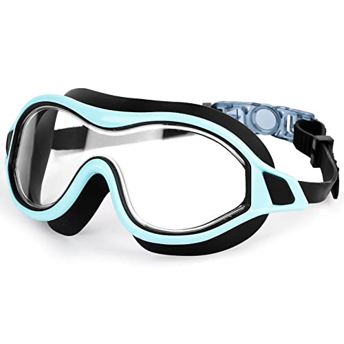 Schwimmbrille, keine auslaufende Anti-Nebel-Schwimmbrille Schwimmbrille für erwachsene Männer Frauen Jugend, UV-Schutz 180° Klarsicht (Blau) von Jognee