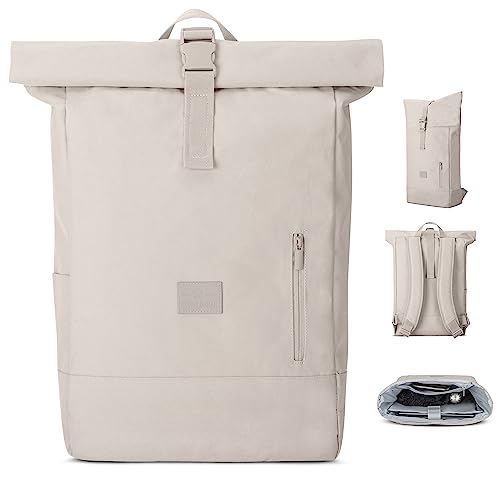 Johnny Urban Rolltop Rucksack Damen & Herren Beige - Robin Large - Tagesrucksack mit 16 Zoll Laptopfach - Recyceltes PET - 18-22L - Wasserabweisend von Johnny Urban