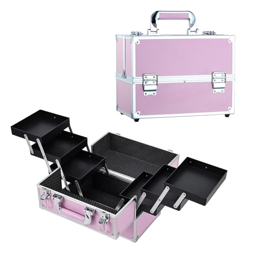 Joligrace Kosmetikkoffer Schminkkoffer Make up Koffer Beauty Case Kosmetikbox Make up Organizer Kosmetik Aufbewahrung,Rosa von Joligrace