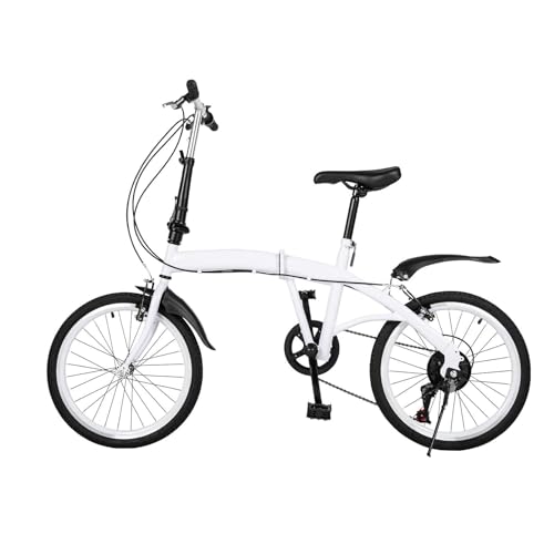 Jolre 20" 7-Gang Faltrad, Klapprad, Klappfahrrad Erwachsene, Aluminium-Faltrad, Scheibenbremse V-Brake, Teenager Fahrrad City Fahrrad, mit höhenverstellbarem Sitz, Weiß. von Jolre